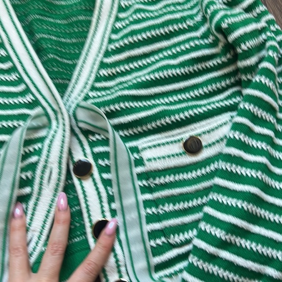 SELF-PORTRAIT Stripped cotton-blend cardigan - Picture 4 of 6